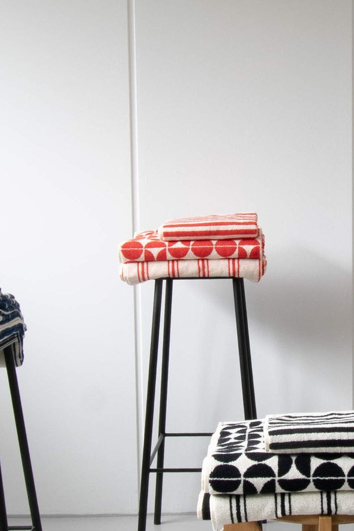 Pinstripe håndklæde, Orange/Cream - 45x65 cm